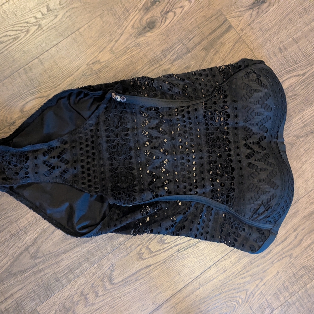Black Lace Sequin Bodysuit